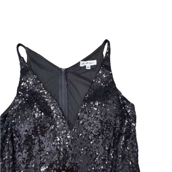 EMERALD SUNDAE V-Neck Sequined Jumpsuit Black Size 7 Sleeveless Wide Leg - Picture 6 of 7